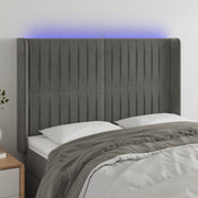Hoofdbord LED 147x16x118/128 cm lichtgrijs fluweel