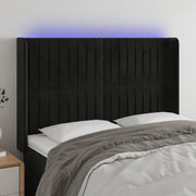 Hoofdbord 147x16x118/128 cm fluweel zwart met LED