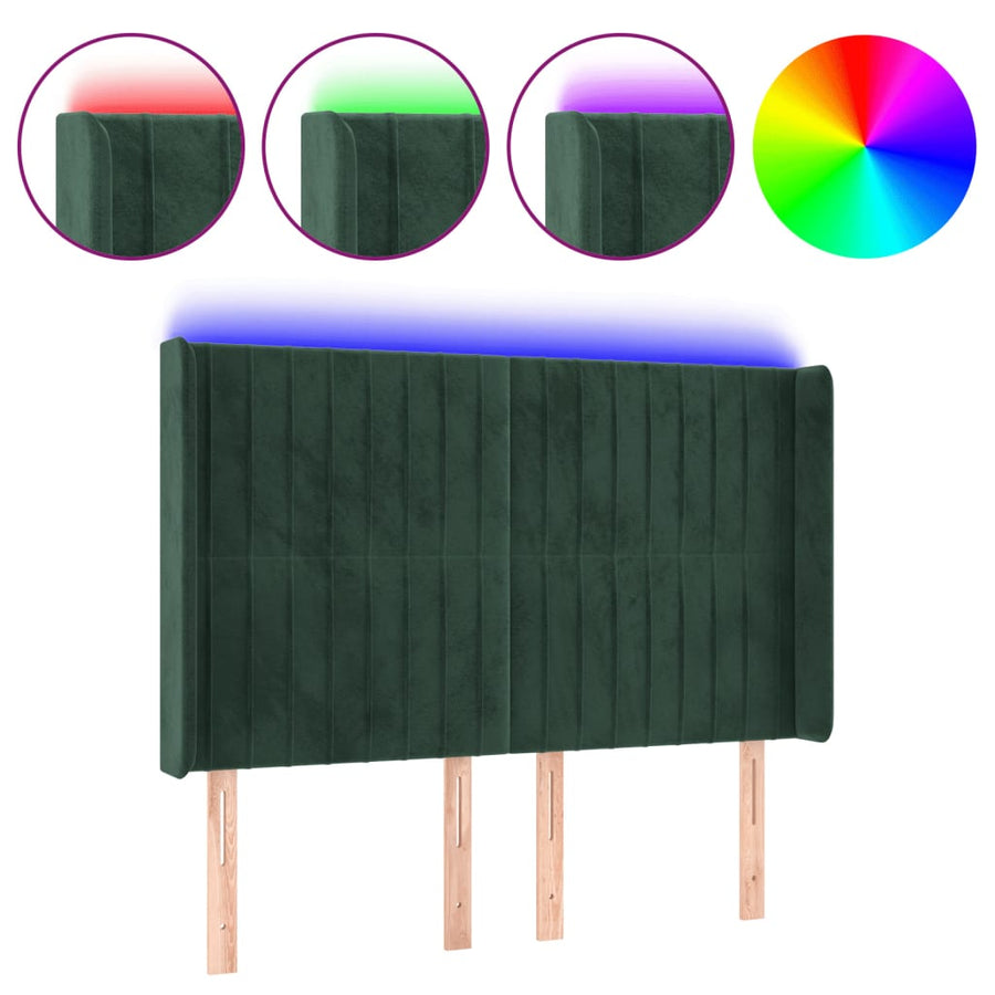 Hoofdbord Led Fluweel 147 x 16 x 118/128 cm