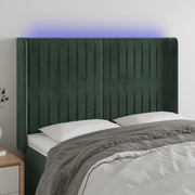Hoofdbord fluweel groen 147x16x118/128 cm led