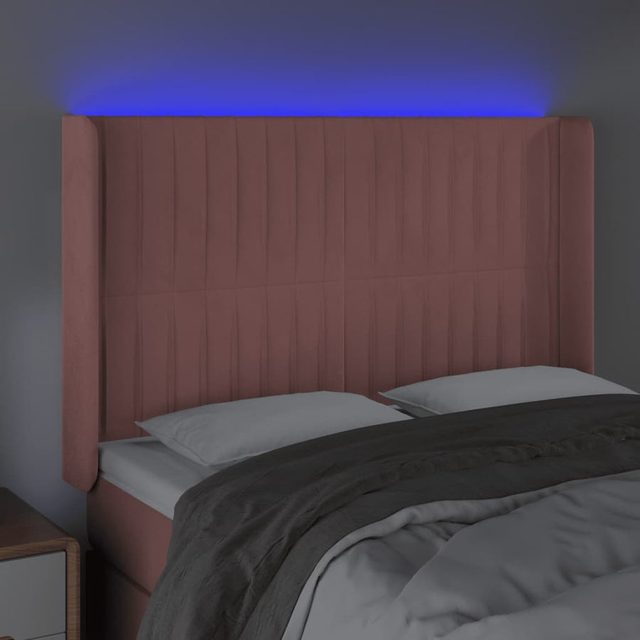 Hoofdbord Led Fluweel 147 x 16 x 118/128 cm Roze