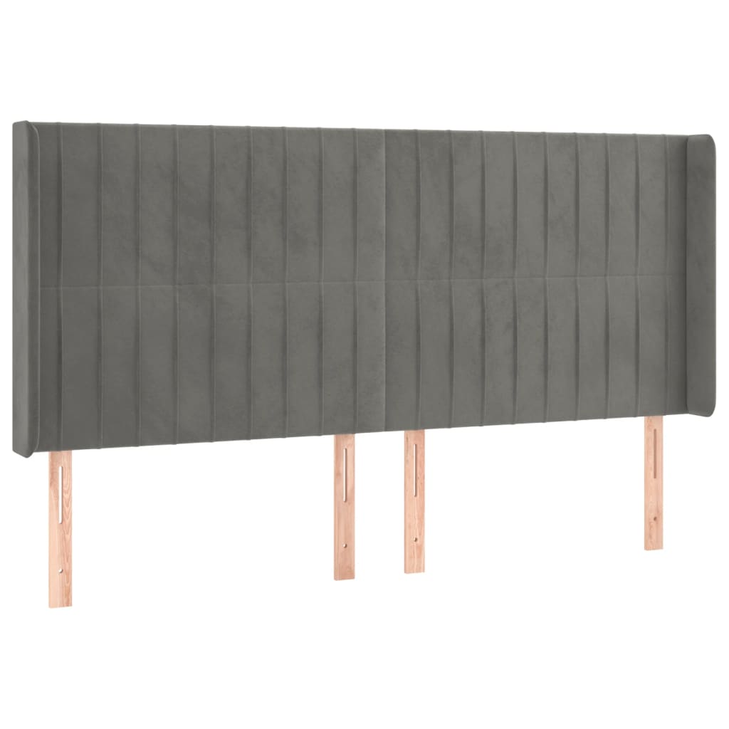 Hoofdbord Led Fluweel 163 x 16 x 118/128 cm Lichtgrijs
