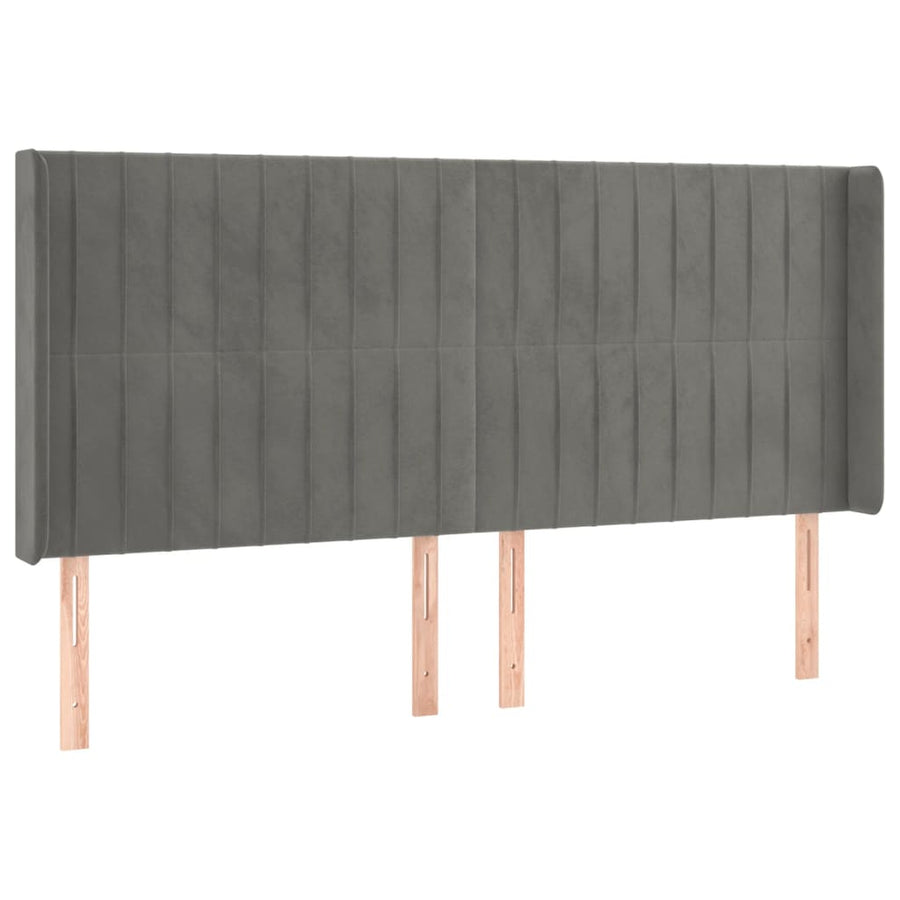 Hoofdbord Led Fluweel 163 x 16 x 118/128 cm Lichtgrijs