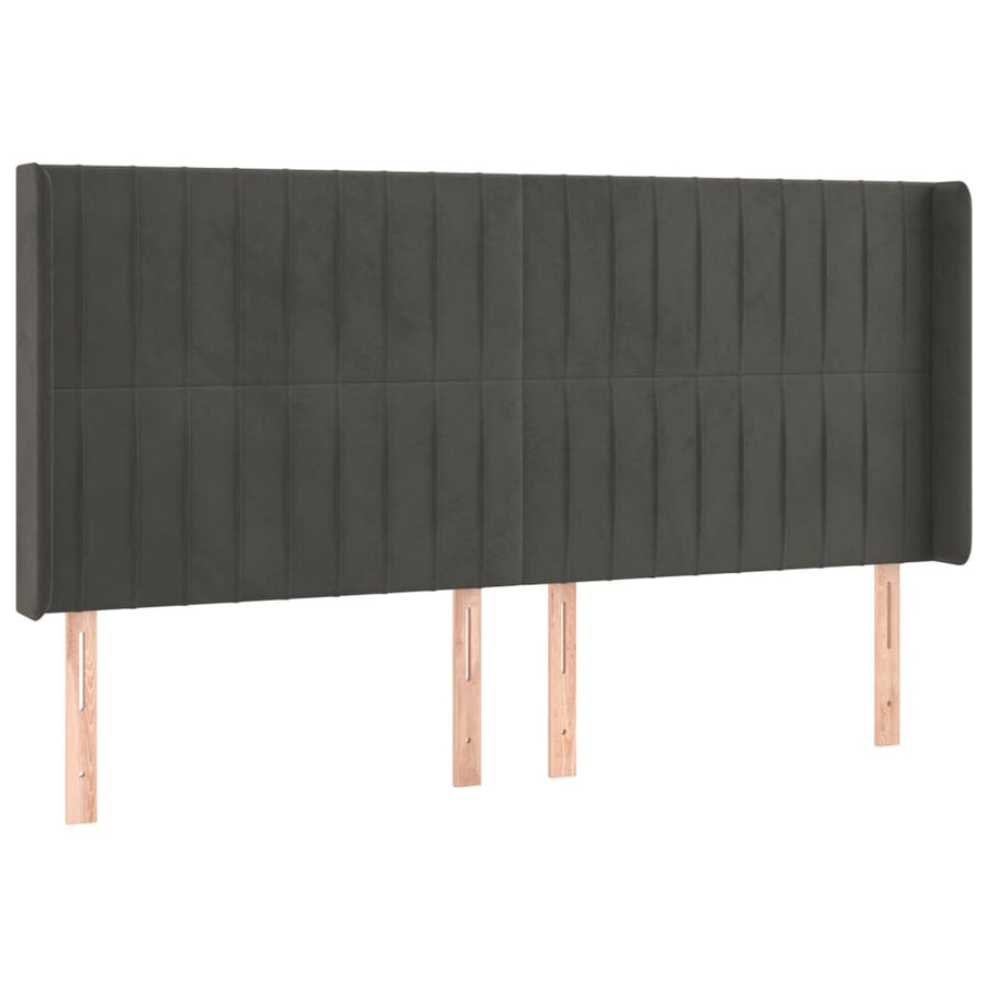 Hoofdbord Led Fluweel 163 x 16 x 118/128 cm Donkergrijs
