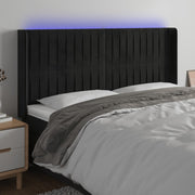 Hoofdbord 163x16x118/128 cm fluweel zwart LED