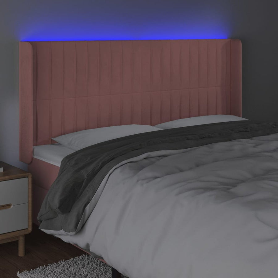 Hoofdbord Led Fluweel 163 x 16 x 118/128 cm Roze