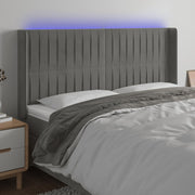 Headboard LED 183x16x118/128 cm velvet light grey
