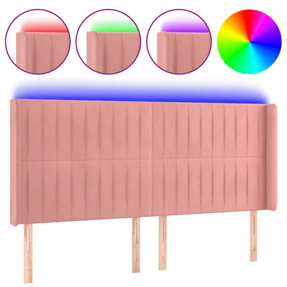 Hoofdbord Led Fluweel 183 x 16 x 118/128 cm Roze
