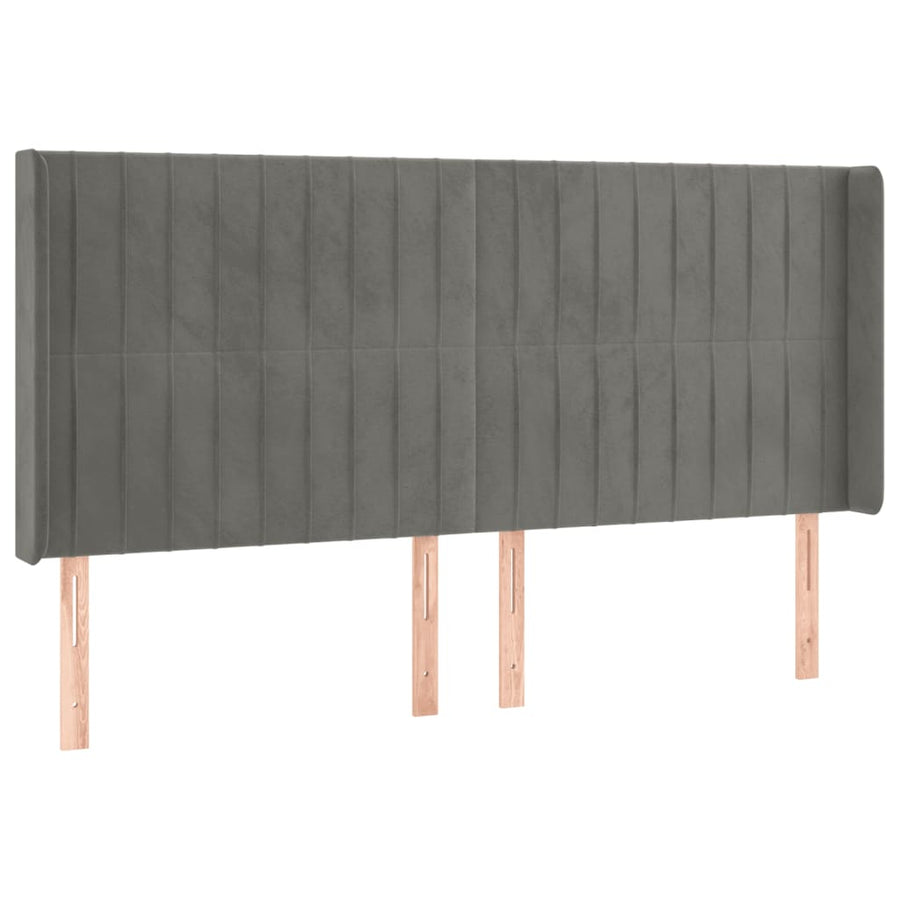 Hoofdbord Led Fluweel 203 x 16 x 118/128 cm Lichtgrijs