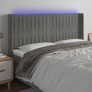 Headboard LED 203x16x118/128 cm velvet light grey