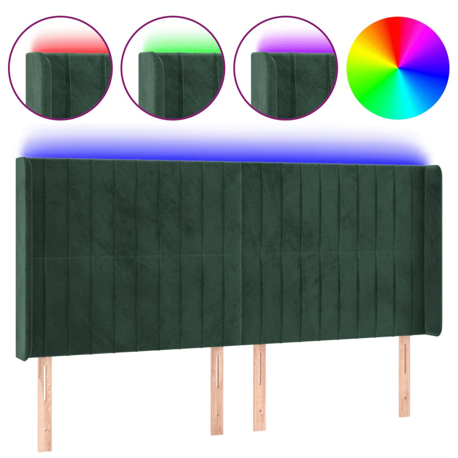 Hoofdbord Led Fluweel 203 x 16 x 118/128 cm