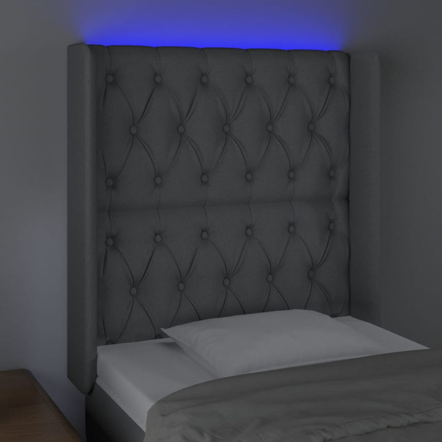 Hoofdbord Led Stof 83 x 16 x 118/128 cm Lichtgrijs
