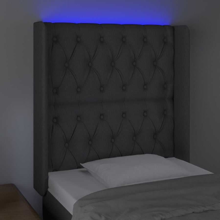 Hoofdbord Led Stof 83 x 16 x 118/128 cm Donkergrijs