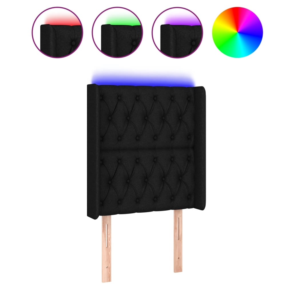 Hoofdbord Led Stof 83 x 16 x 118/128 cm Zwart
