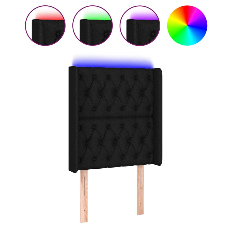 Hoofdbord Led Stof 83 x 16 x 118/128 cm Zwart
