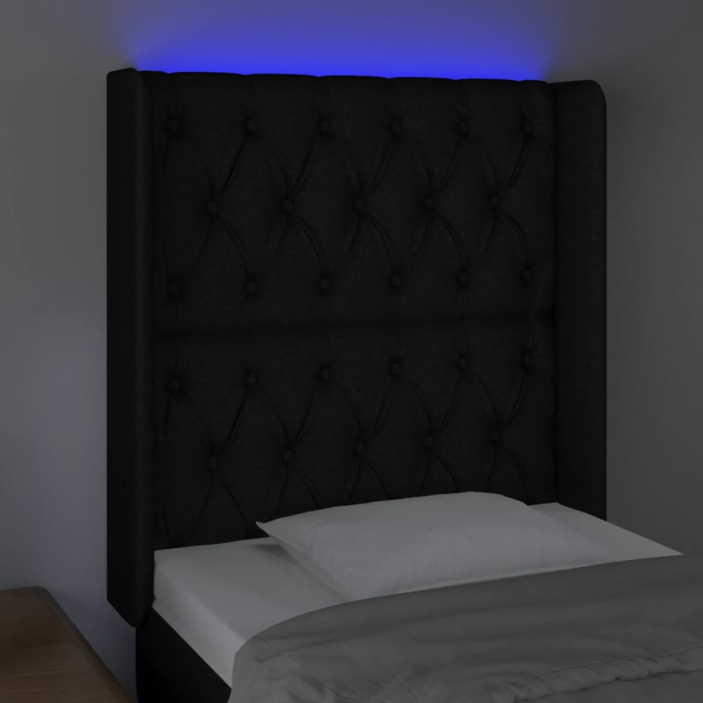 Hoofdbord Led Stof 83 x 16 x 118/128 cm Zwart