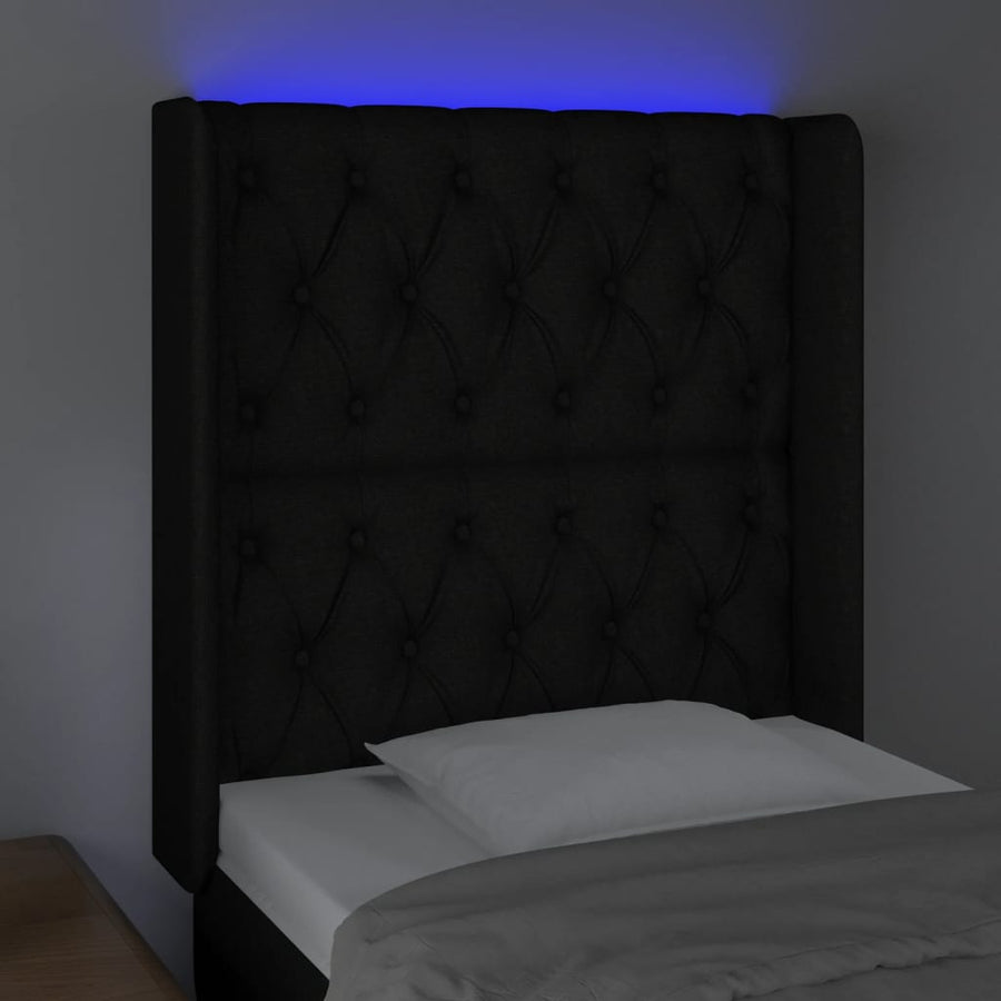 Hoofdbord Led Stof 83 x 16 x 118/128 cm Zwart