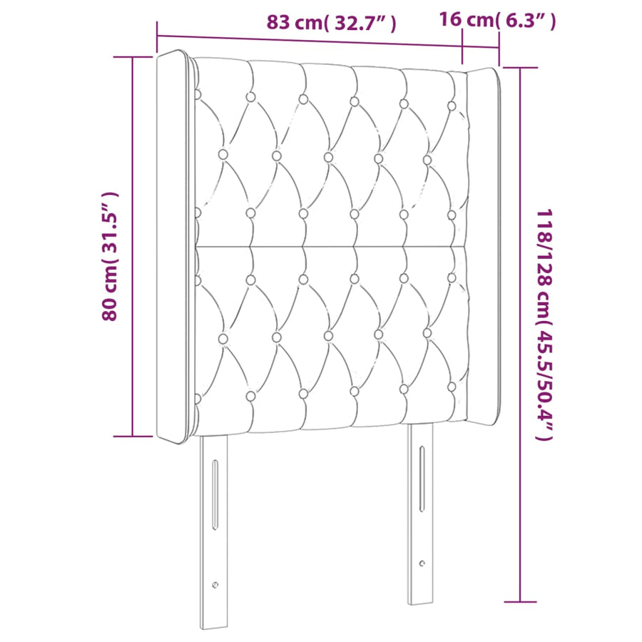 Hoofdbord Led Stof 83 x 16 x 118/128 cm Zwart