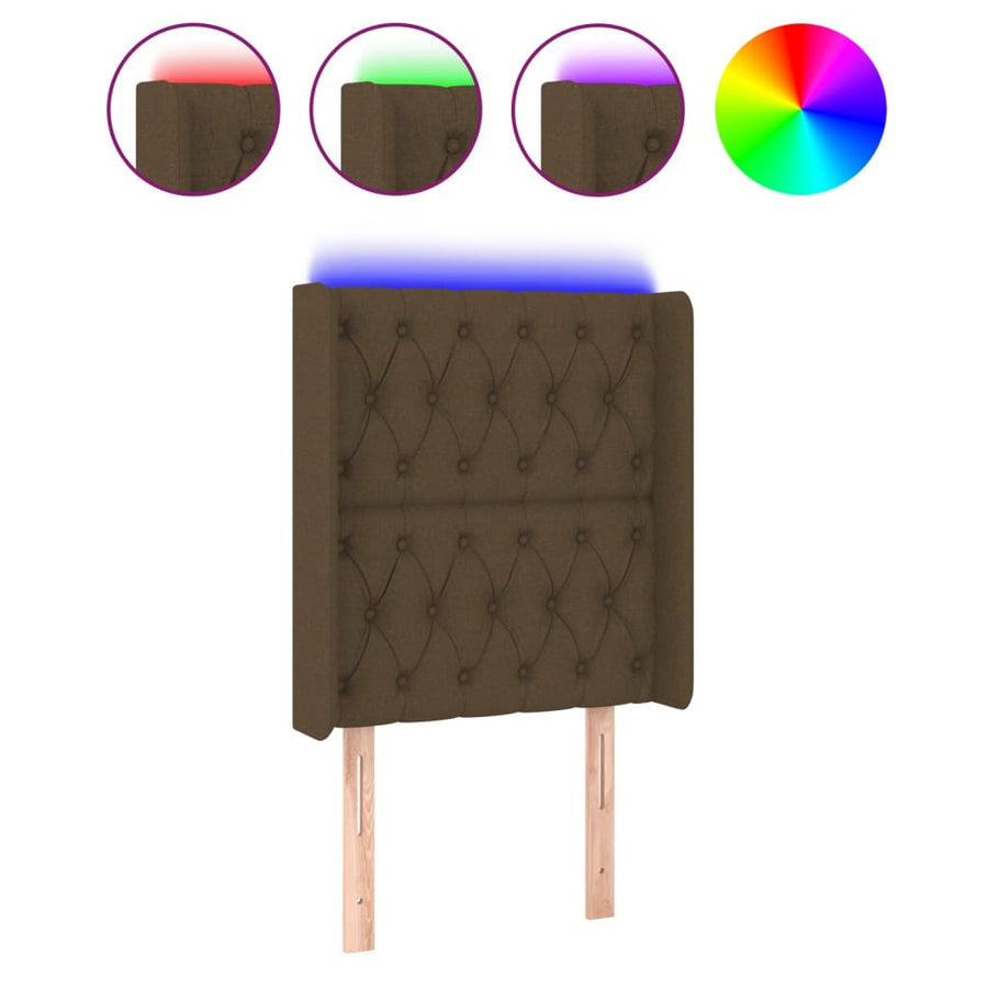 Hoofdbord Led Stof 83 x 16 x 118/128 cm Donkerbruin