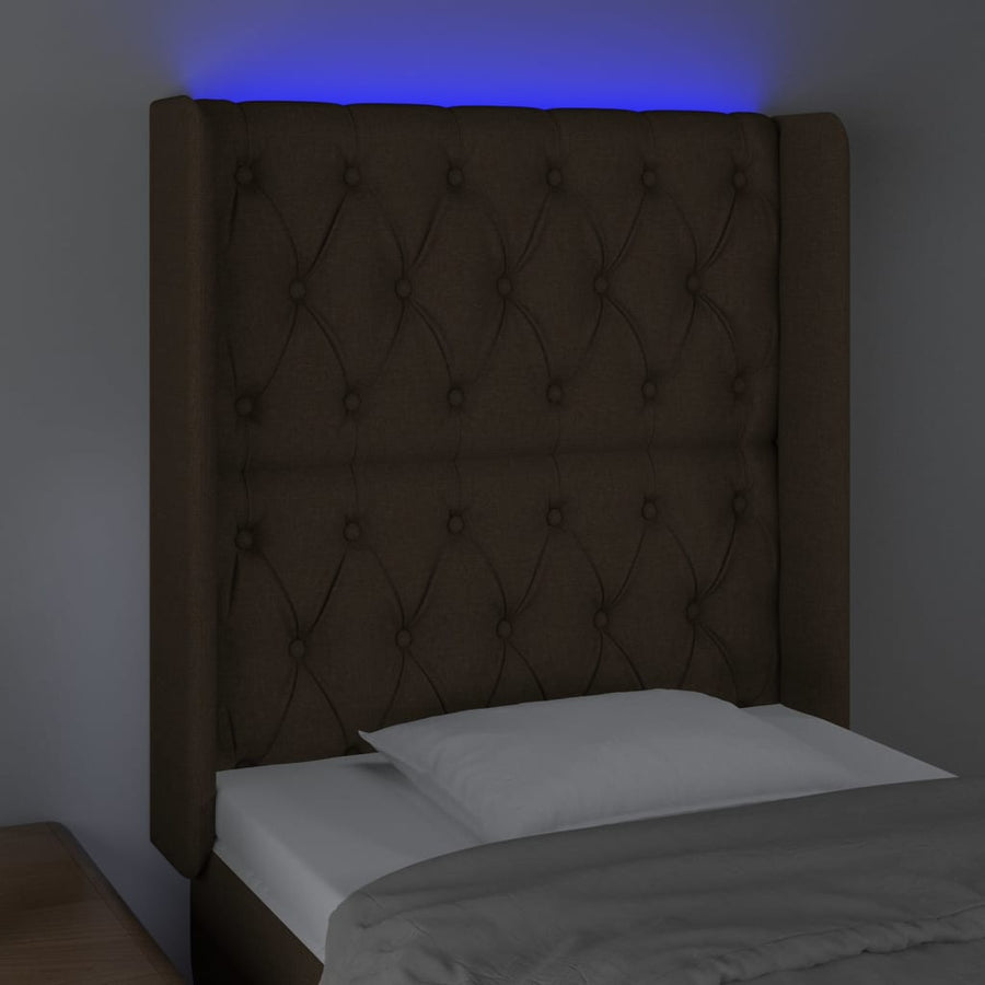 Hoofdbord Led Stof 83 x 16 x 118/128 cm Donkerbruin