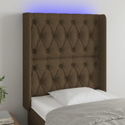 Hoofdbord 83x16x118/128 cm stof donkerbruin LED