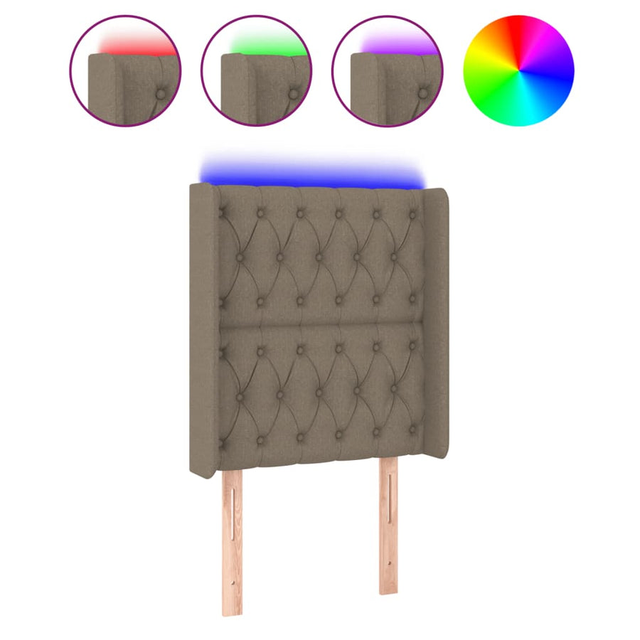 Hoofdbord Led Stof 83 x 16 x 118/128 cm Taupe