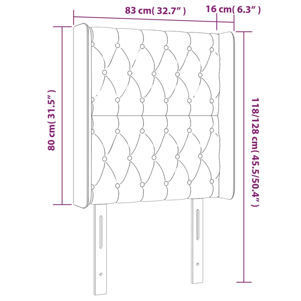 Hoofdbord Led Stof 83 x 16 x 118/128 cm Taupe