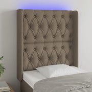 Hoofdbord 83x16x118/128 cm stof taupe LED