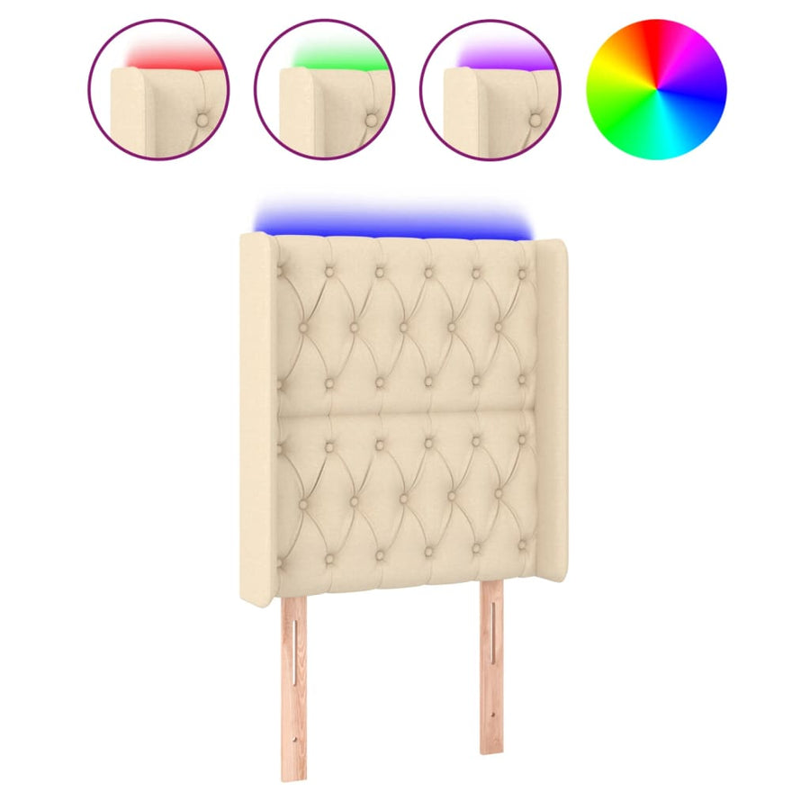 Hoofdbord Led Stof Kleurig 83 x 16 x 118/128 cm Crème