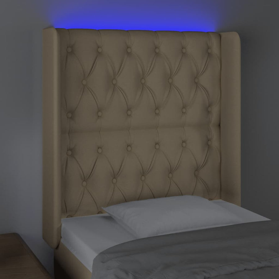 Hoofdbord Led Stof Kleurig 83 x 16 x 118/128 cm Crème