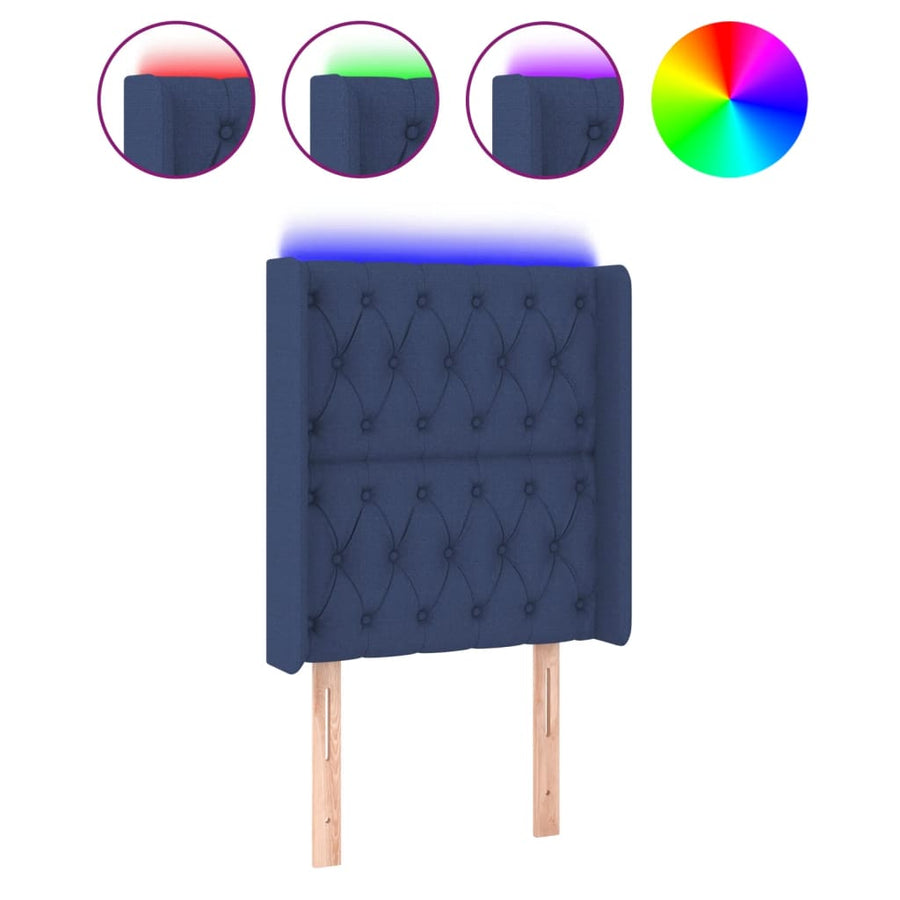 Hoofdbord Led Stof 83 x 16 x 118/128 cm Blauw
