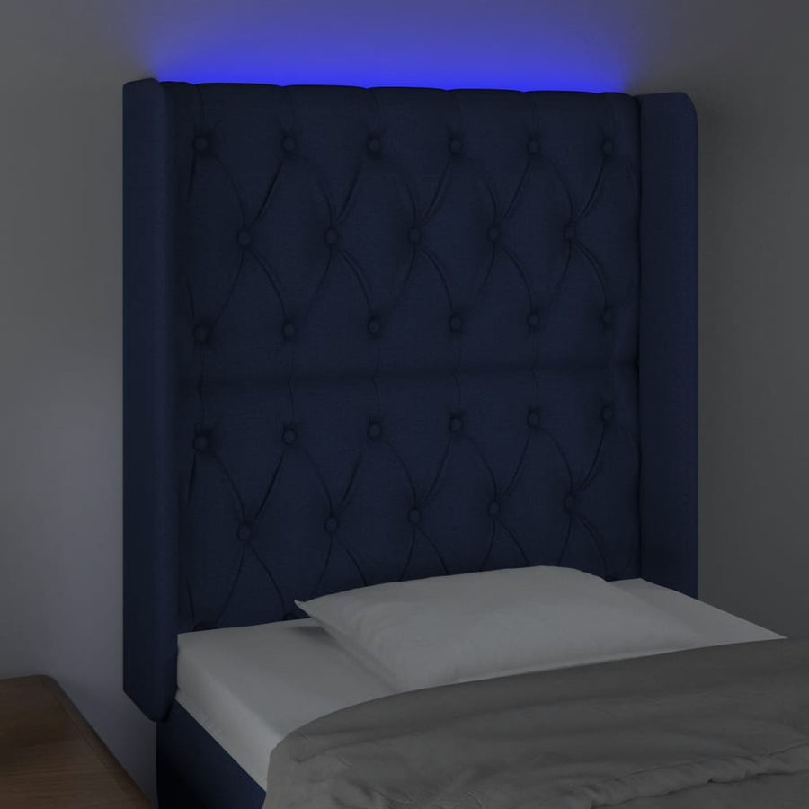 Hoofdbord Led Stof 83 x 16 x 118/128 cm Blauw