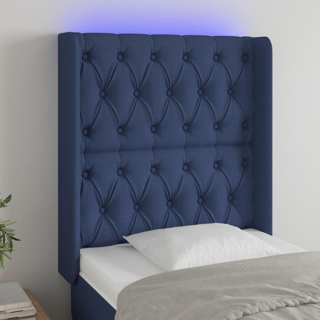 Hoofdbord Led Stof 83 x 16 x 118/128 cm Blauw