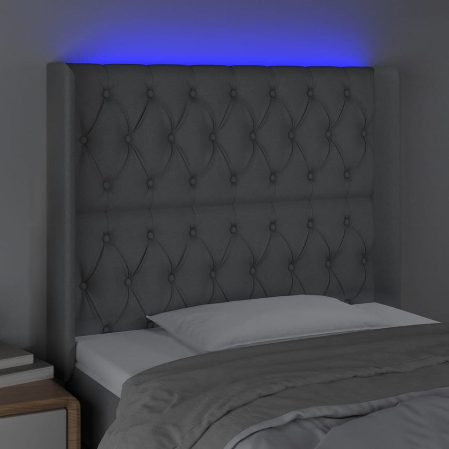 Hoofdbord Led Stof 93 x 16 x 118/128 cm Lichtgrijs