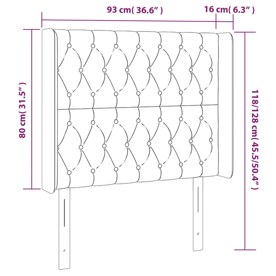 Hoofdbord Led Stof 93 x 16 x 118/128 cm Lichtgrijs