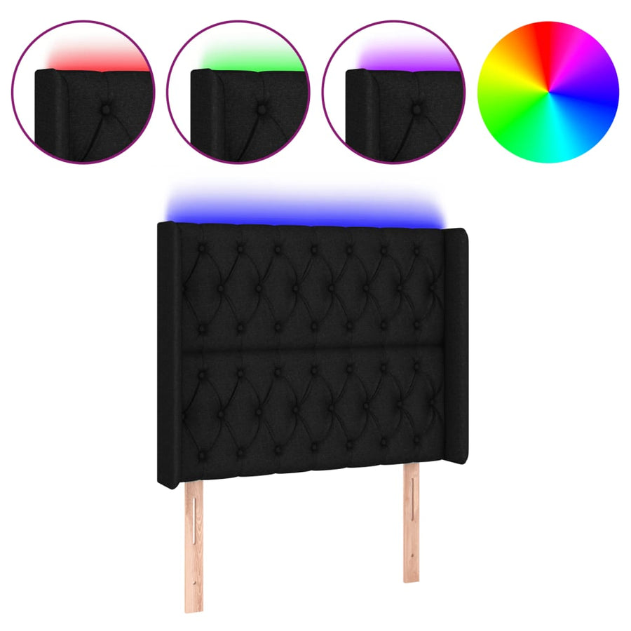 Hoofdbord Led Stof 93 x 16 x 118/128 cm Zwart