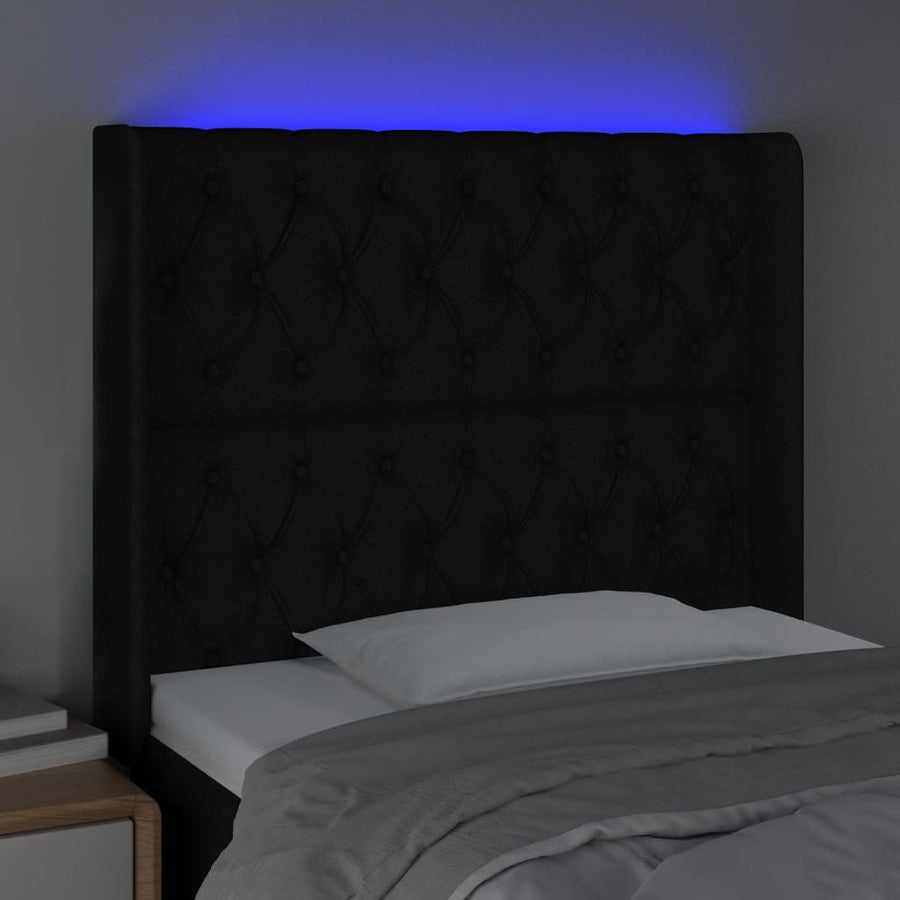 Hoofdbord Led Stof 93 x 16 x 118/128 cm Zwart
