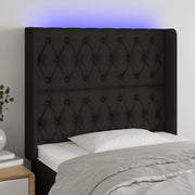 Hoofdbord 93x16x118/128 cm stof zwart LED