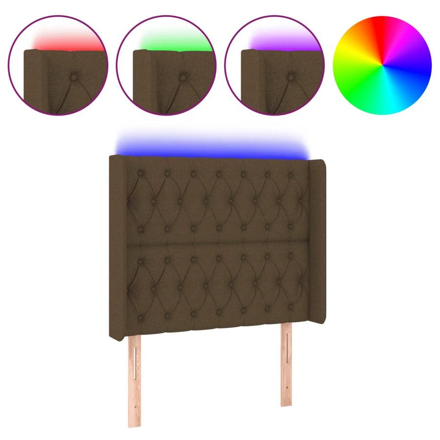 Hoofdbord Led Stof 93 x 16 x 118/128 cm Donkerbruin