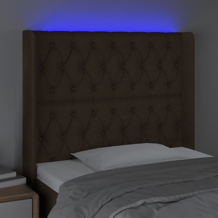 Hoofdbord Led Stof 93 x 16 x 118/128 cm Donkerbruin