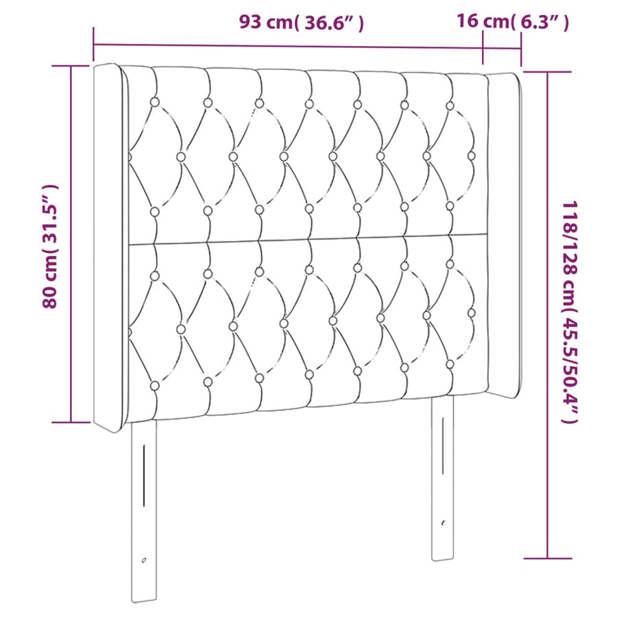 Hoofdbord Led Stof 93 x 16 x 118/128 cm Donkerbruin
