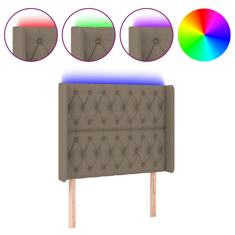 Hoofdbord Led Stof 93 x 16 x 118/128 cm Taupe