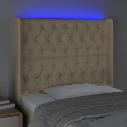 Hoofdbord Led Stof Kleurig 93 x 16 x 118/128 cm Crème