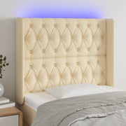 Hoofdbord LED 93x16x118/128 cm stof crèmekleurig