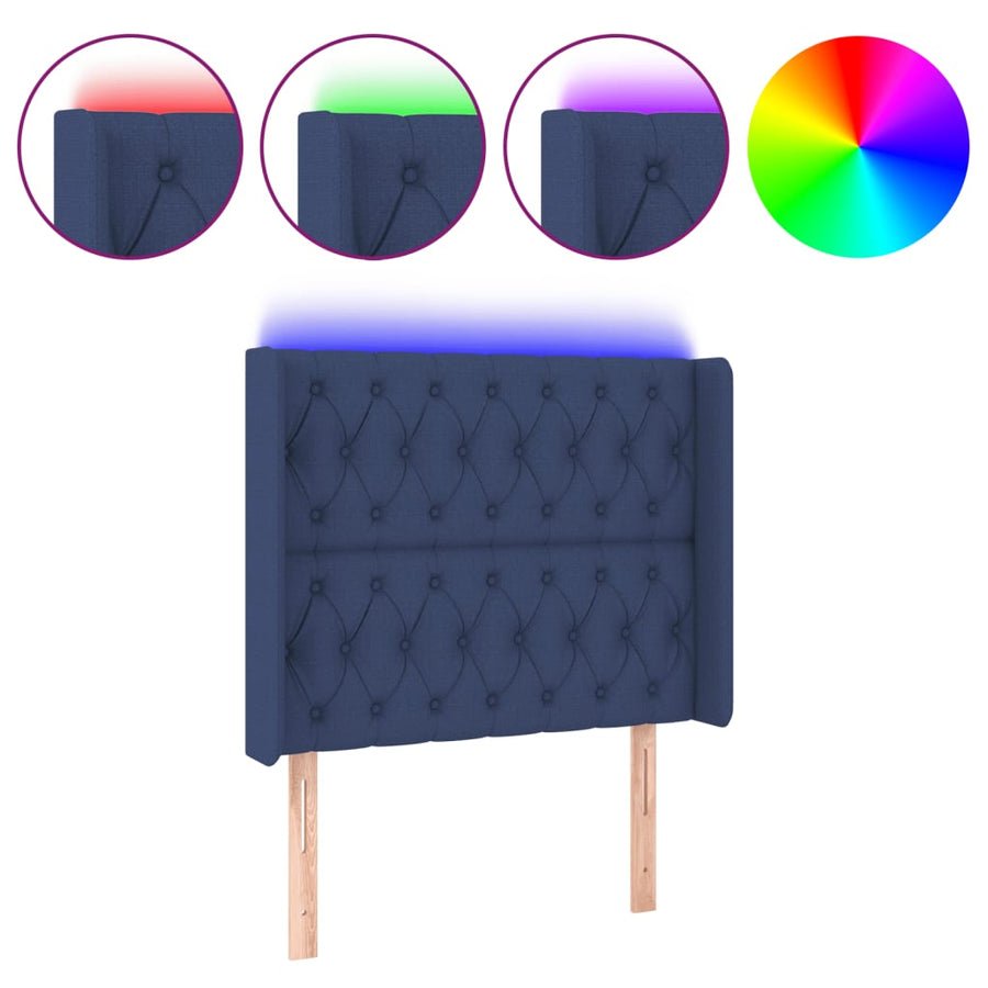 Hoofdbord Led Stof 93 x 16 x 118/128 cm Blauw