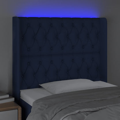 Hoofdbord Led Stof 93 x 16 x 118/128 cm Blauw