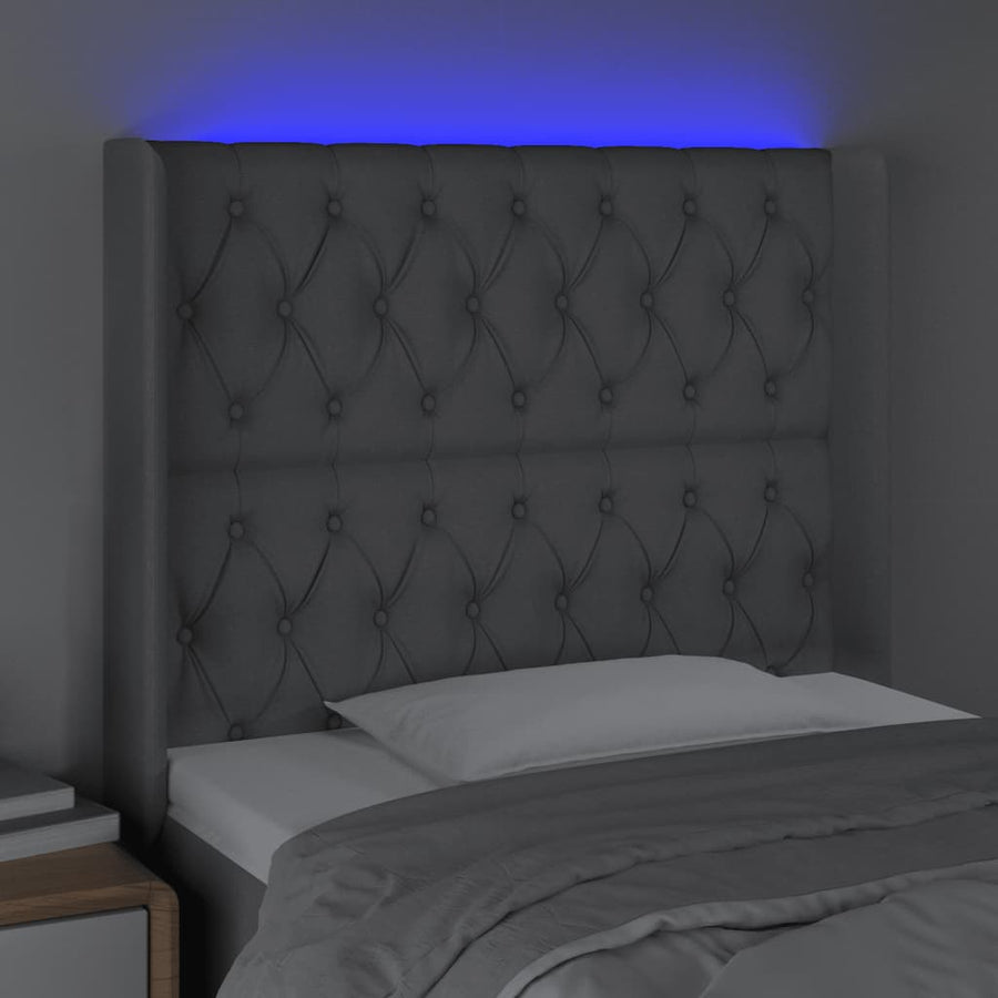 Hoofdbord Led Stof 103 x 16 x 118/128 cm Lichtgrijs