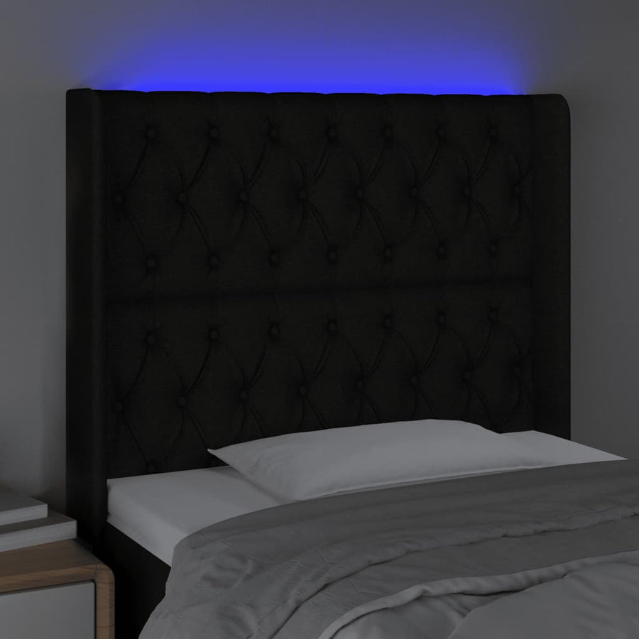 Hoofdbord Led Stof 103 x 16 x 118/128 cm Zwart