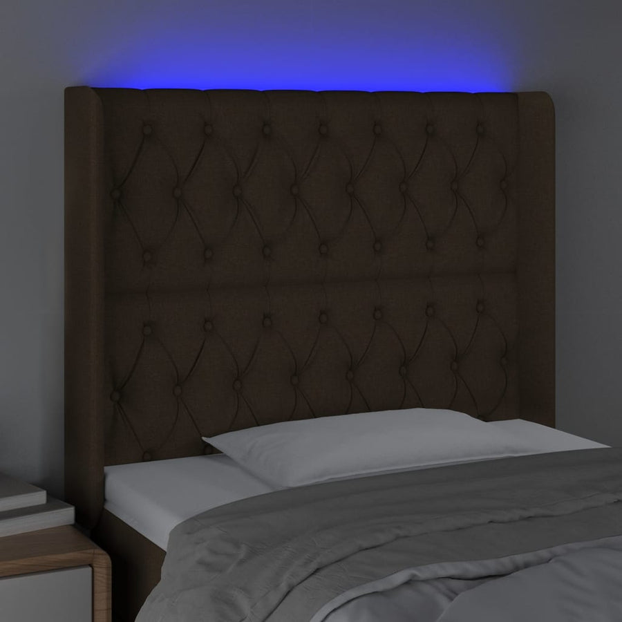 Hoofdbord Led Stof 103 x 16 x 118/128 cm Donkerbruin