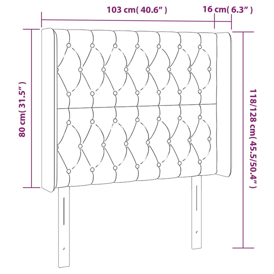 Hoofdbord Led Stof 103 x 16 x 118/128 cm Donkerbruin